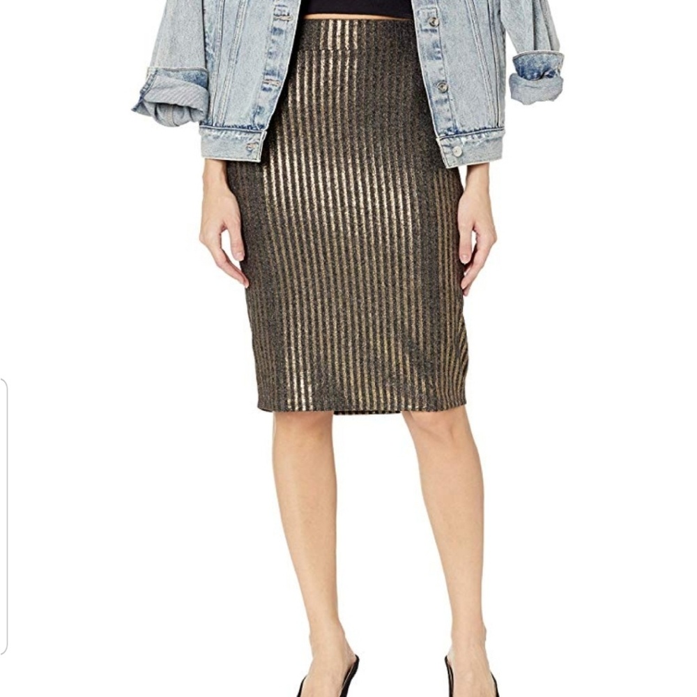 BCBGeneration Striped Metalic Pencil Skirt